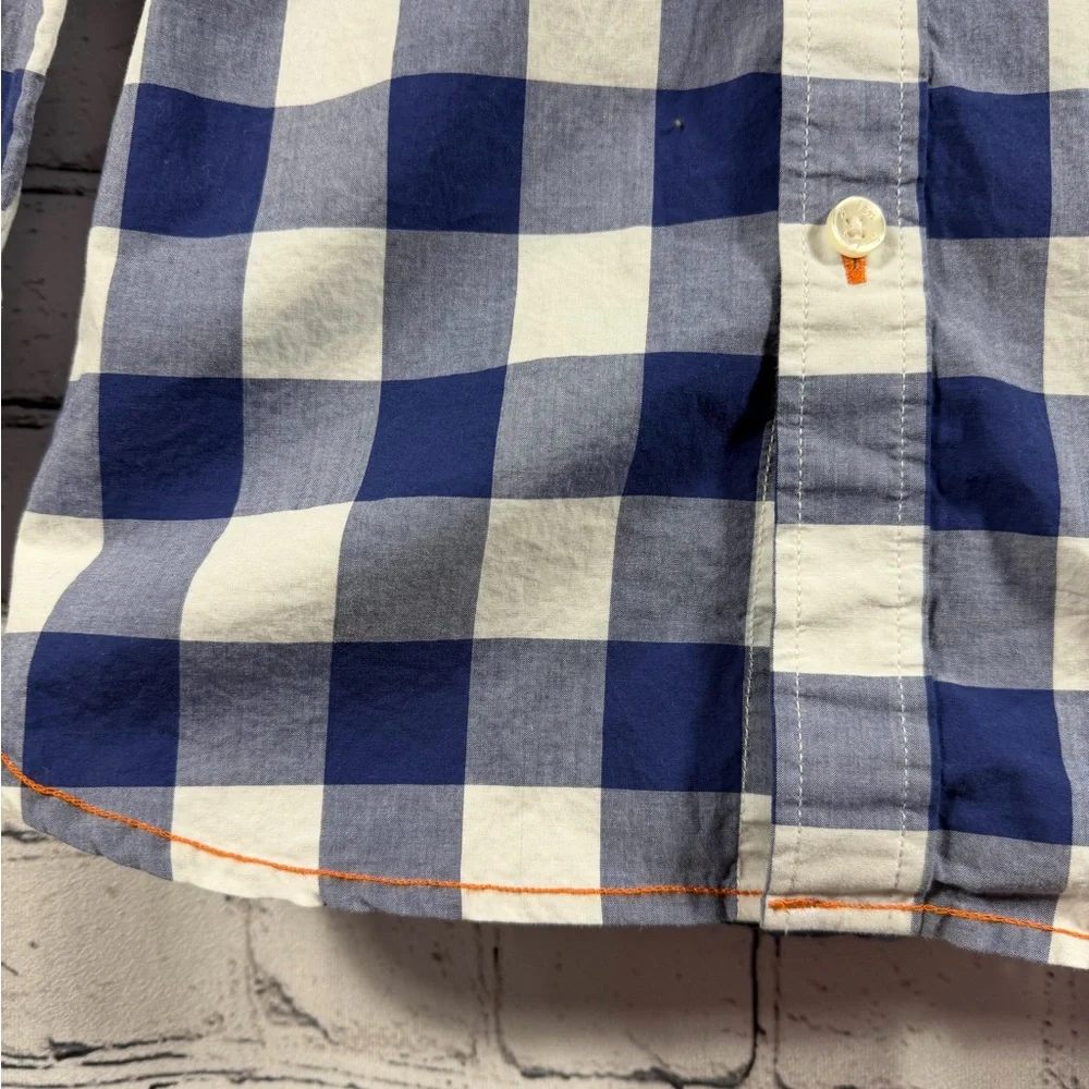 Boden EUC Blue and White Checkered Button-Down Shirt